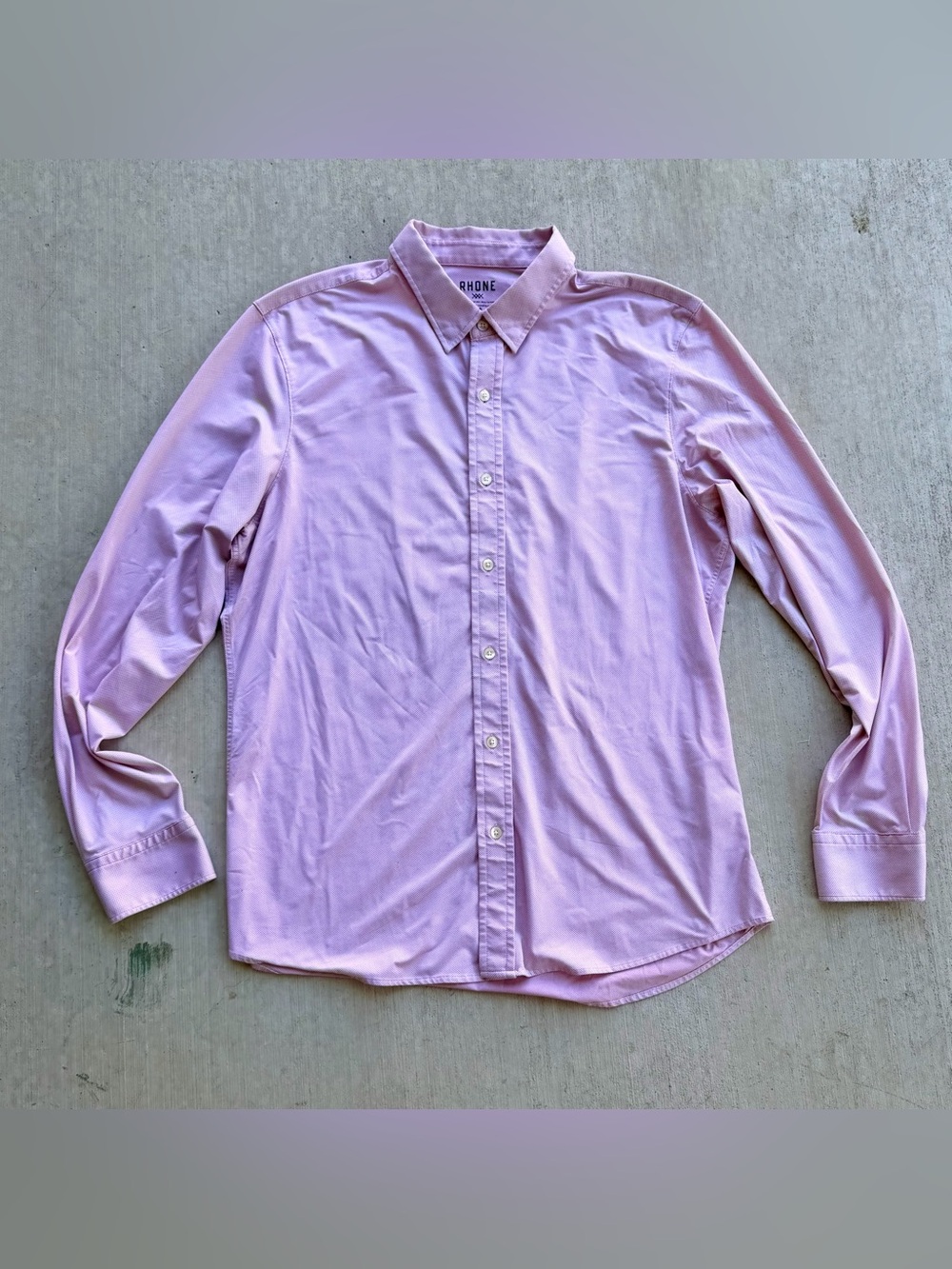 Rhône Commuter Shirt Men Size Large Pink Stretch Button Up